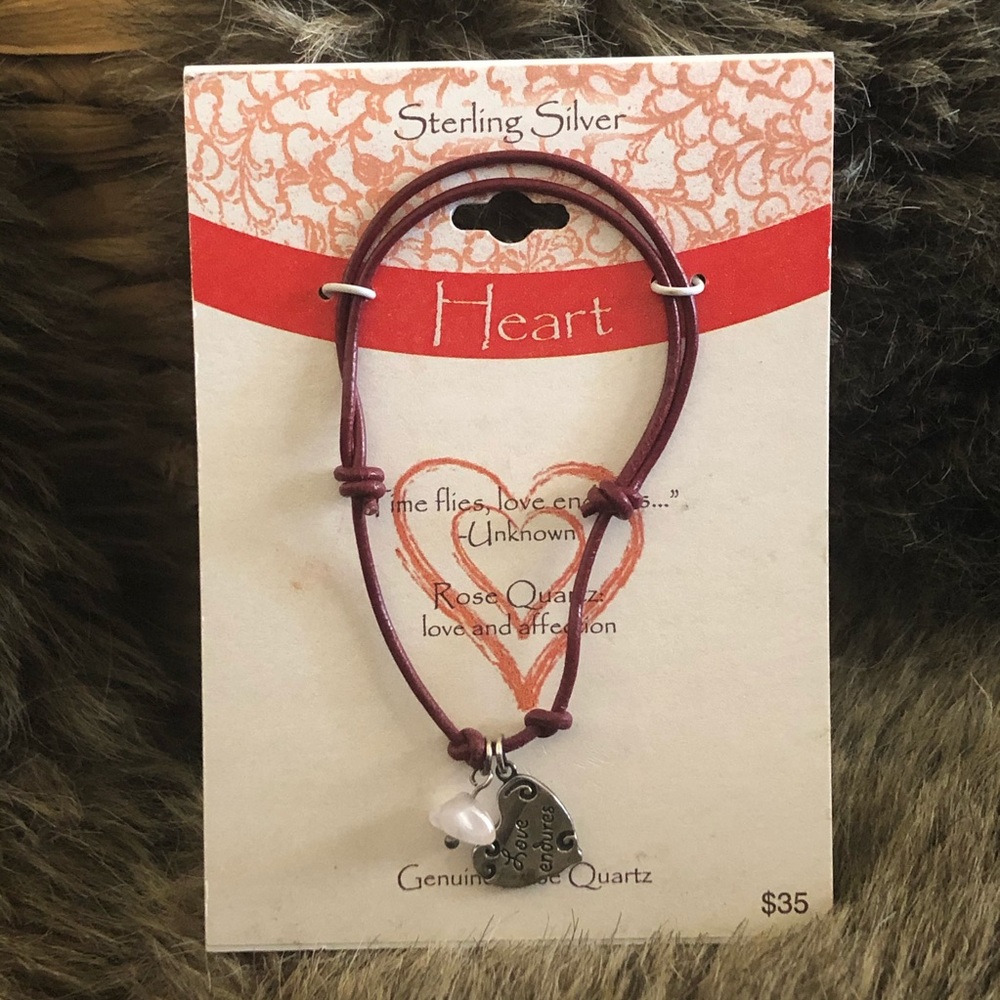 Genuine rose quartz sterling silver love bracelet
